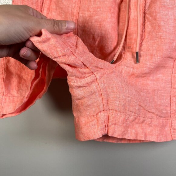 Athleta Retreat Linen Shorts Size 8 Coral Sunset Glow Beach Vacation Travel - Picture 6 of 9